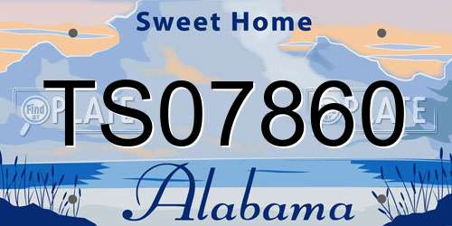 TS07860 Alabama License Plate