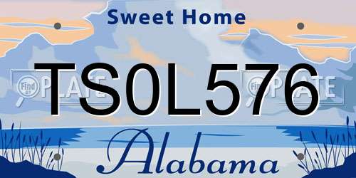 TS0L576 Alabama License Plate