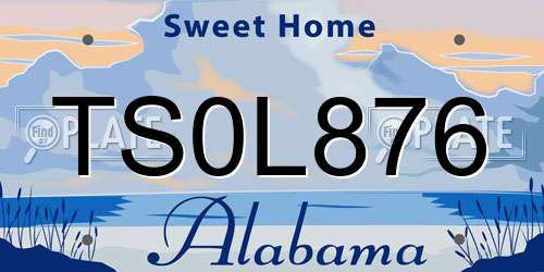 TS0L876 Alabama License Plate