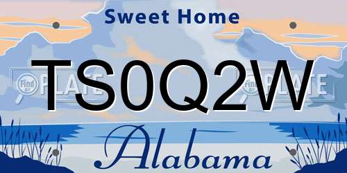 TS0Q2W Alabama License Plate