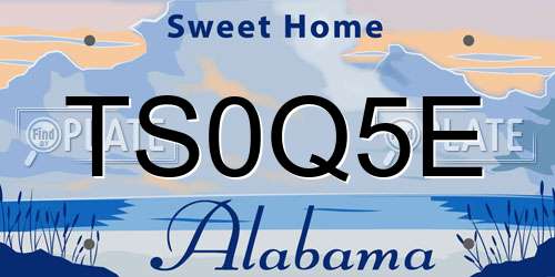 TS0Q5E Alabama License Plate