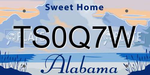 TS0Q7W Alabama License Plate