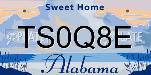 TS0Q8E Alabama License Plate