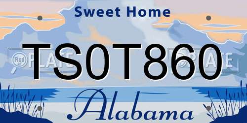 TS0T860 Alabama License Plate