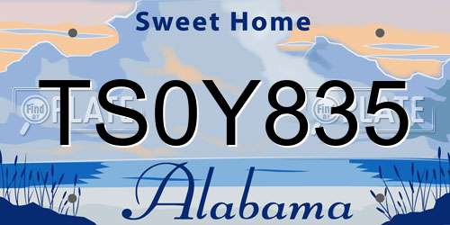 TS0Y835 Alabama License Plate