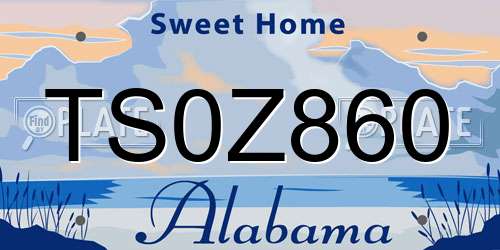 TS0Z860 Alabama License Plate