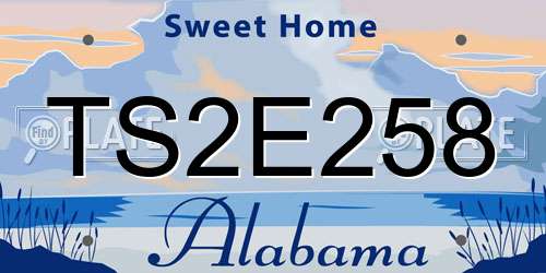 TS2E258 Alabama License Plate