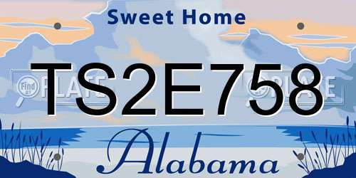 TS2E758 Alabama License Plate