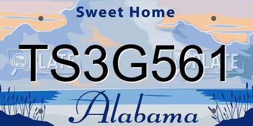 TS3G561 Alabama License Plate