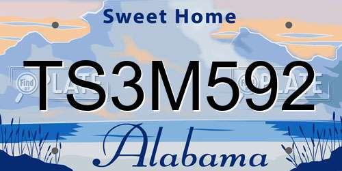 TS3M592 Alabama License Plate