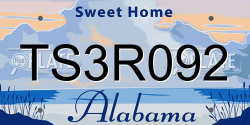 TS3R092 Alabama License Plate