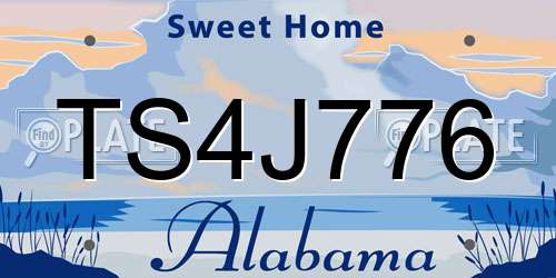 TS4J776 Alabama License Plate