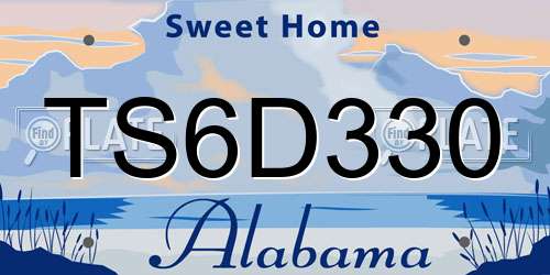 TS6D330 Alabama License Plate