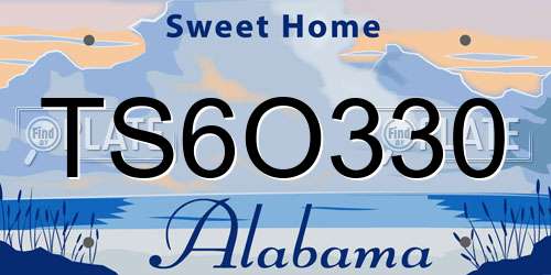 TS6O330 Alabama License Plate