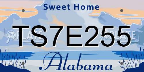 TS7E255 Alabama License Plate