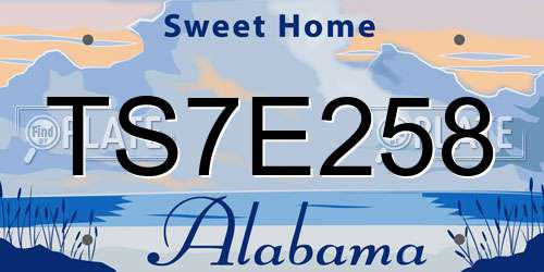 TS7E258 Alabama License Plate