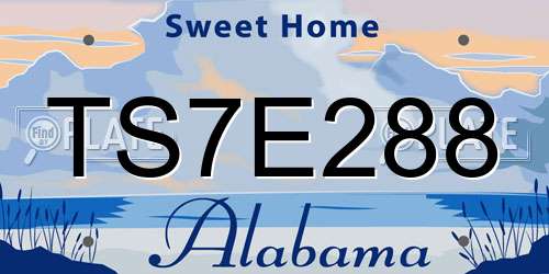 TS7E288 Alabama License Plate