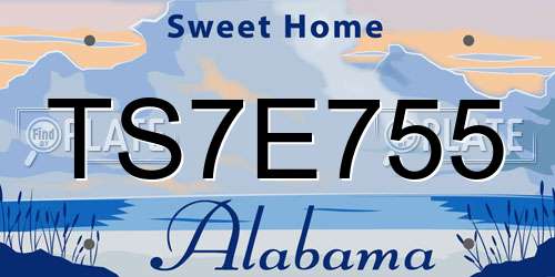 TS7E755 Alabama License Plate