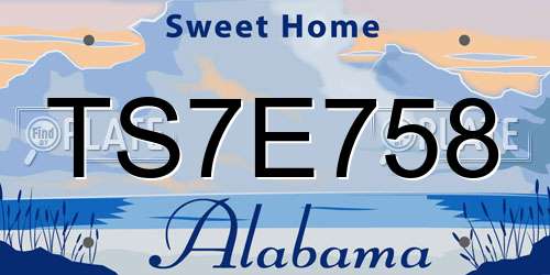 TS7E758 Alabama License Plate