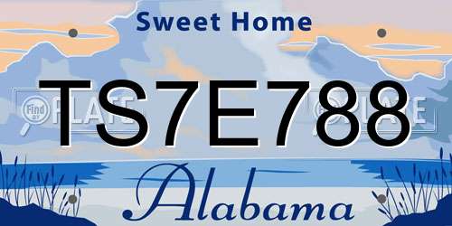 TS7E788 Alabama License Plate