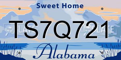 TS7Q721 Alabama License Plate