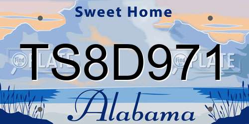 TS8D971 Alabama License Plate