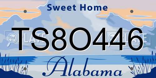 TS8O446 Alabama License Plate