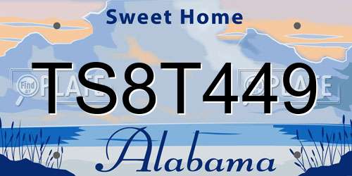 TS8T449 Alabama License Plate