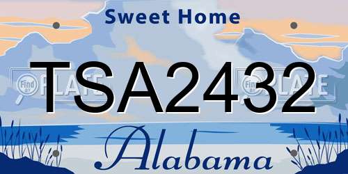 TSA2432 Alabama License Plate