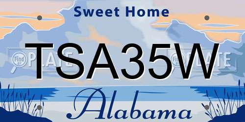 TSA35W Alabama License Plate