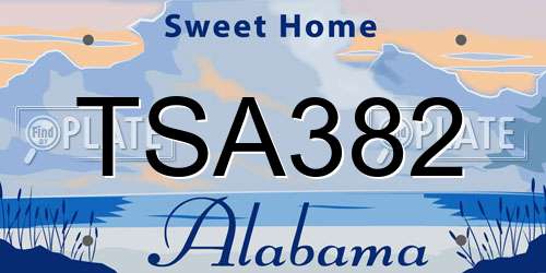 TSA382 Alabama License Plate