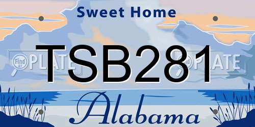 TSB281 Alabama License Plate