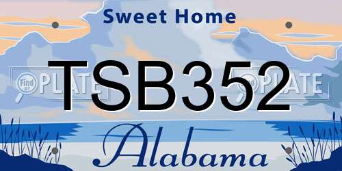 TSB352 Alabama License Plate