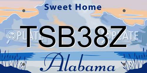 TSB38Z Alabama License Plate