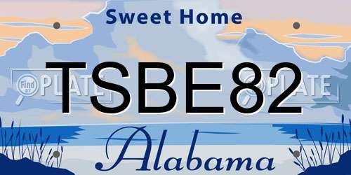 TSBE82 Alabama License Plate