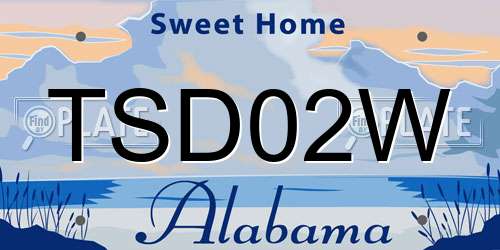 TSD02W Alabama License Plate