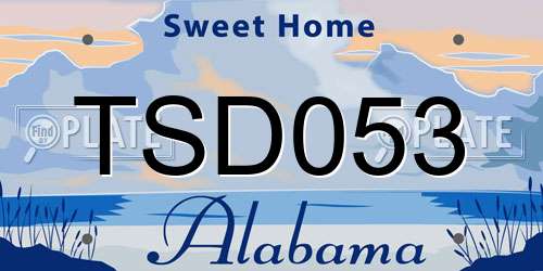 TSD053 Alabama License Plate