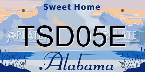 TSD05E Alabama License Plate