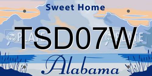 TSD07W Alabama License Plate