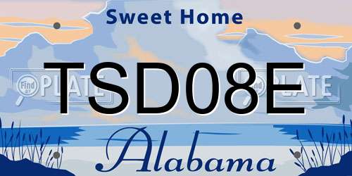 TSD08E Alabama License Plate