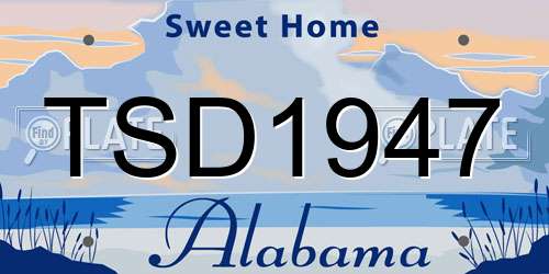 TSD1947 Alabama License Plate