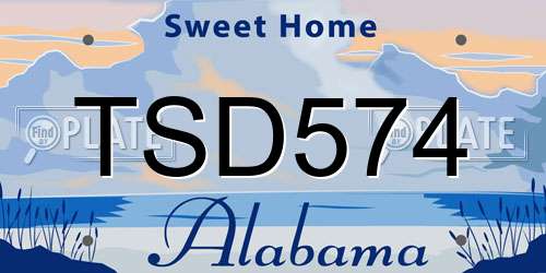 TSD574 Alabama License Plate
