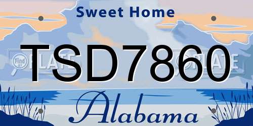 TSD7860 Alabama License Plate