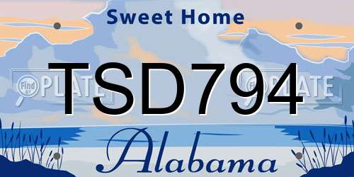 TSD794 Alabama License Plate