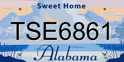 TSE6861 Alabama License Plate