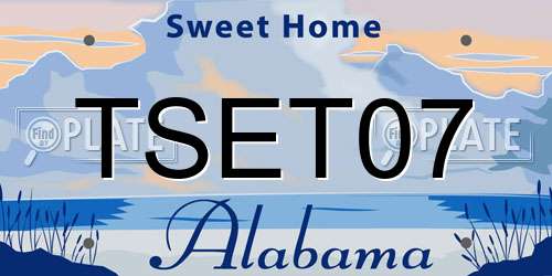 TSET07 Alabama License Plate