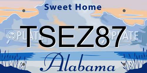 TSEZ87 Alabama License Plate