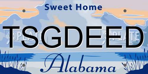 TSGDEED Alabama License Plate