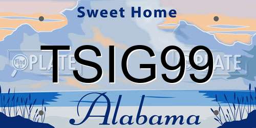 TSIG99 Alabama License Plate