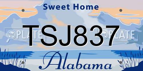 TSJ837 Alabama License Plate